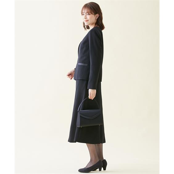 アンサンブル トールサイズ レディース 喪服 礼服 洗える ノーカラー ジャケット ＋ 七分袖 ロング ワンピース 防しわ M/L ニッセン nissenの画像
