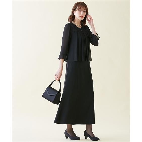 ワンピース トールサイズ レディース 喪服 礼服 洗える レース使い  