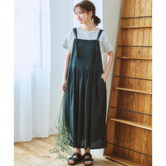 ワンピース ヘリンボーン柄エプロンワンピース ニッセン Nissen Zzy4322c0254 ニッセン Yahoo 店 通販 Yahoo ショッピング