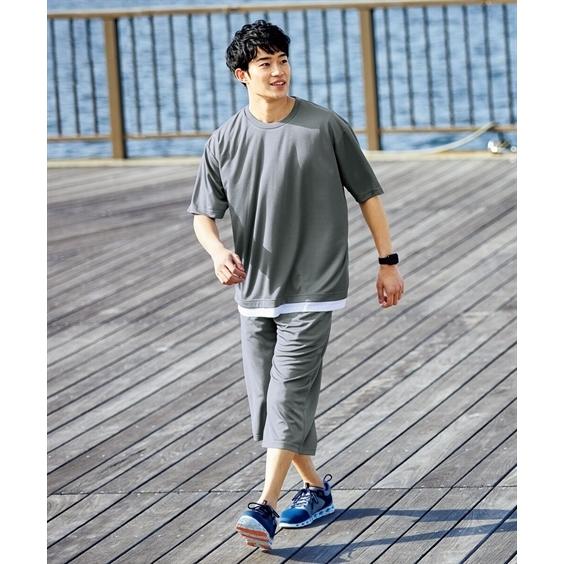 ワンマイルウェア 上下セット メンズ 吸汗速乾 ドライワッフル オーバーサイズ 5分袖 Tシャツ 7分丈 パンツ 夏 M L Ll ニッセン Nissen Zzy4322c0663 ニッセン Yahoo 店 通販 Yahoo ショッピング