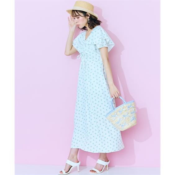 ワンピース ロング マキシ 大きいサイズ レディース センタードロストフラワー プリント marun 6L/8L/10L ニッセン nissen_7