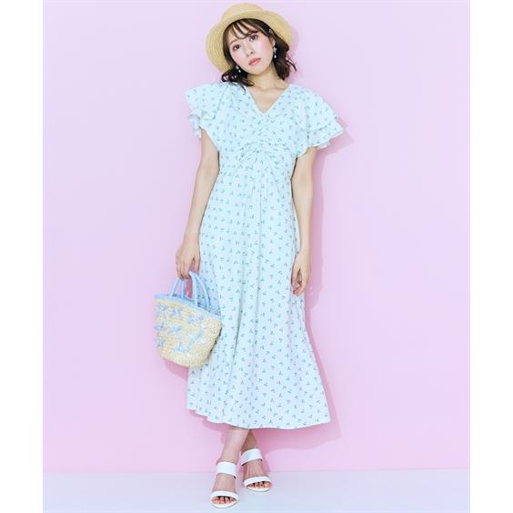ワンピース ロング マキシ 大きいサイズ レディース センタードロストフラワー プリント marun 6L/8L/10L ニッセン nissen_8