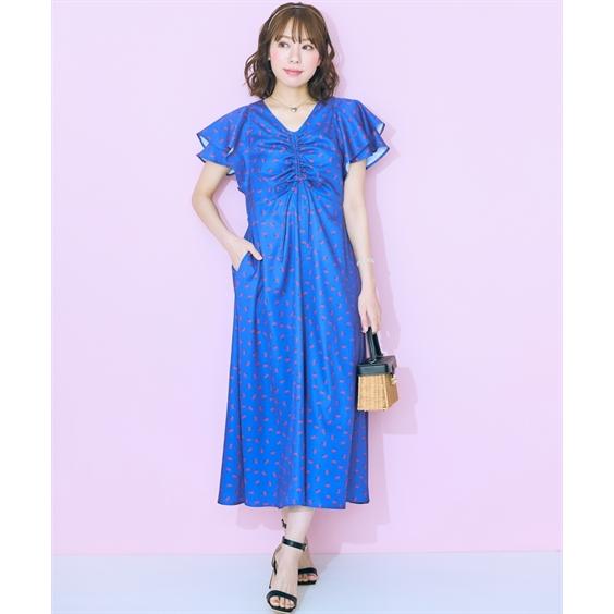ワンピース ロング マキシ 大きいサイズ レディース センタードロストフラワー プリント marun 6L/8L/10L ニッセン nissen_10