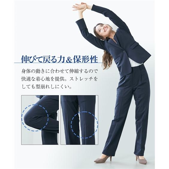 日本公式販売店 スーツ パンツ レディース リサイクルポリエステル カットソー 素材 テーラード ジャケット ＋ ストレート S/M/L ニッセン nissen