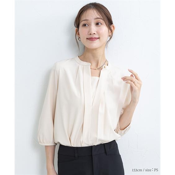 【新品、未使用】レディース　ブラウス（Sサイズ） アトリエ365 ブラウス レディース白 おしゃれ 七分 開襟 シャツ OL