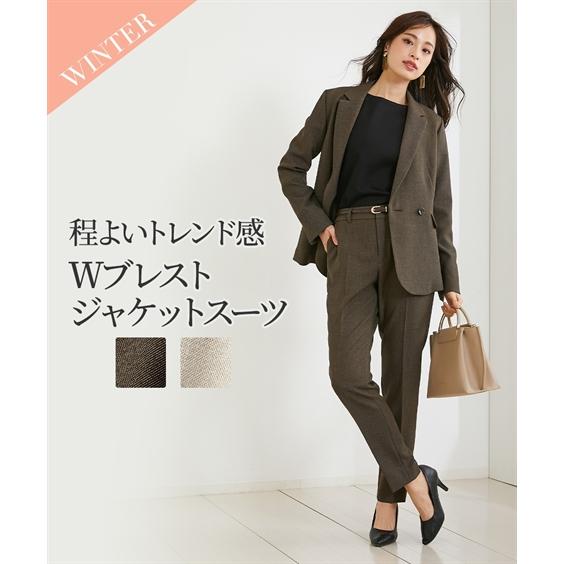 ニッセン（nissen） スーツ パンツ レディース 洗えるウール調ダブル