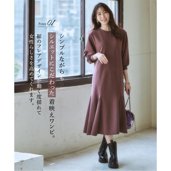 ワンピース ロング マキシ レディース なめらかポンチ素材裾フレア S M L Ll ニッセン Nissen Zzy4322d1025 ニッセン Yahoo 店 通販 Yahoo ショッピング