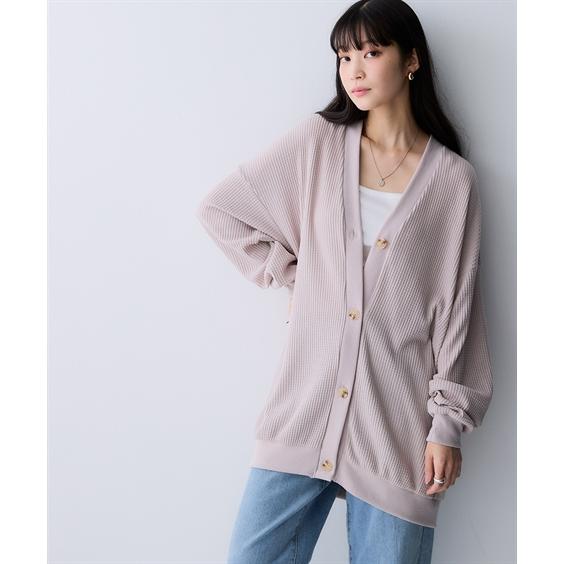 ニッセン（nissen） カーディガン レディース ワッフル素材 ロング丈 S