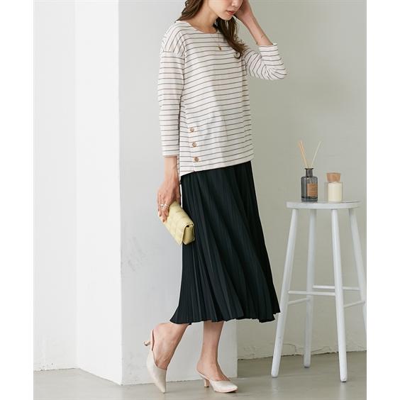 【今季購入品】tous les jours ボーダー裾ボタンカットソー nissenzai_zzy4322e0159