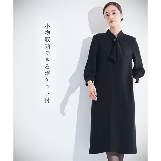 喪服 ワンピース レディース 礼服 Callarus 日本製生地使用洗える防しわ デザイン アンサンブル ドロップ ショルダー ジャケット ＋パール調ボタン使い 有の画像