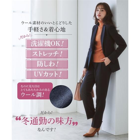 ニッセン スーツ パンツ 大きいサイズ レディース 洗えるウール調9分丈