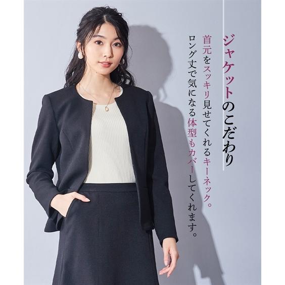 スーツ スカート レディース 洗えるウール調 ストレッチ ロング丈 マーメイド キーネック ジャケット ＋ 冬 S/M/L ニッセン nissen_14