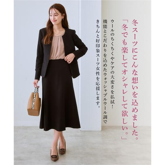 スーツ スカート レディース 洗えるウール調 ストレッチ ロング丈 マーメイド キーネック ジャケット ＋ 冬 S/M/L ニッセン nissen_8