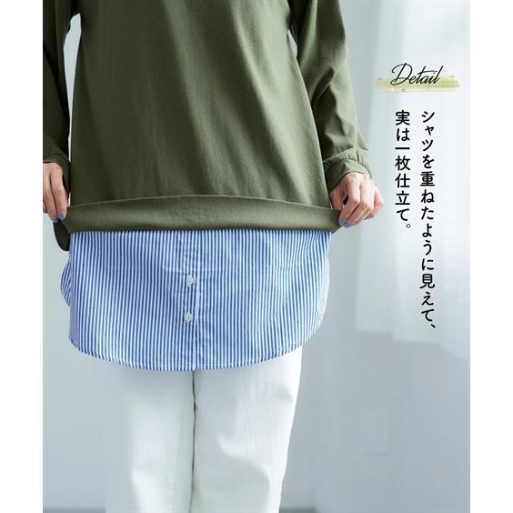 ニッセン チュニック 大きいサイズ レディース 綿混衿付重ね着風 ニッセン チュニック 大きいサイズ レディース 綿混衿付重ね着風