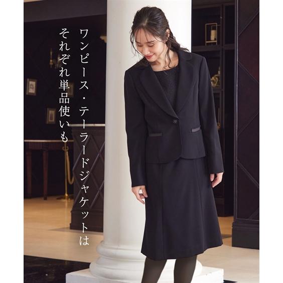 喪服 ワンピース レディース 礼服 洗える防しわ ストレッチ テーラード アンサンブル ジャケット ＋ レース 使い 前開き オールシーズン 対応 有 ニッセン｜nissenzai｜07