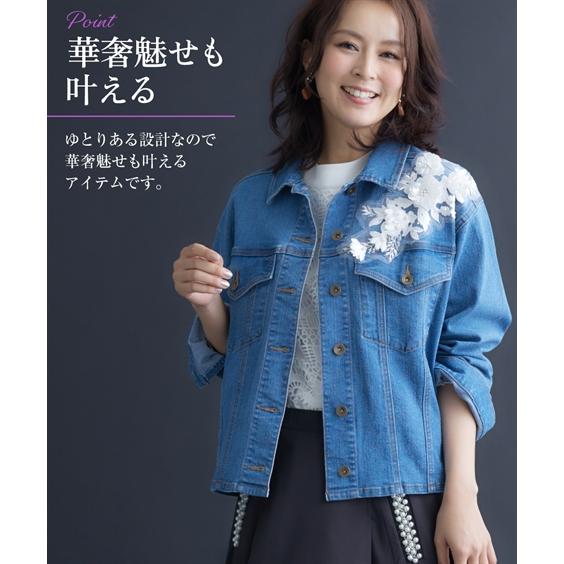 ジャケット・アウター hana ニッセン レディース Hana服 モチーフ レース 使い デニム