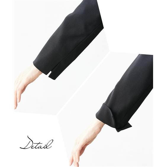 喪服 ワンピース 大きいサイズ レディース 礼服 洗える防しわ ストレッチ ロング丈 前開き アンサンブル ノーカラー ジャケット ＋ レース 使い ニッセンの画像