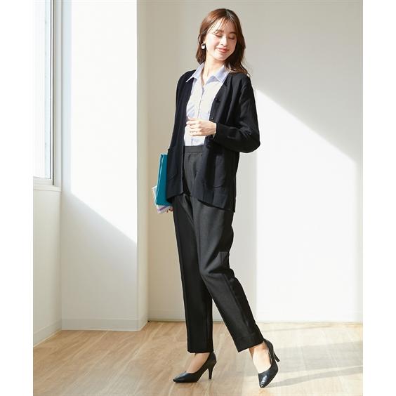 大きいサイズ5 L洗えるネイビー ビジネススーツ パンツスーツ上下 ニッセン（nissen） 事務服 スーツ パンツ 大きいサイズ レディース