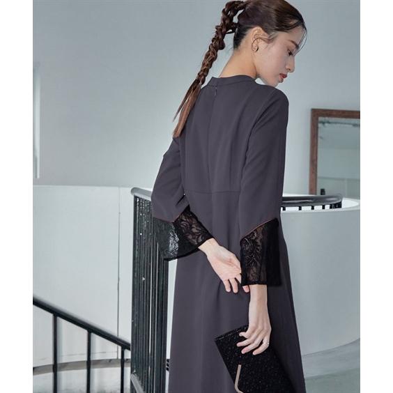 Callarus ブラック パーティードレス 喪服・礼服｜日本製生地｜洗える｜防しわ｜スタンドカラー