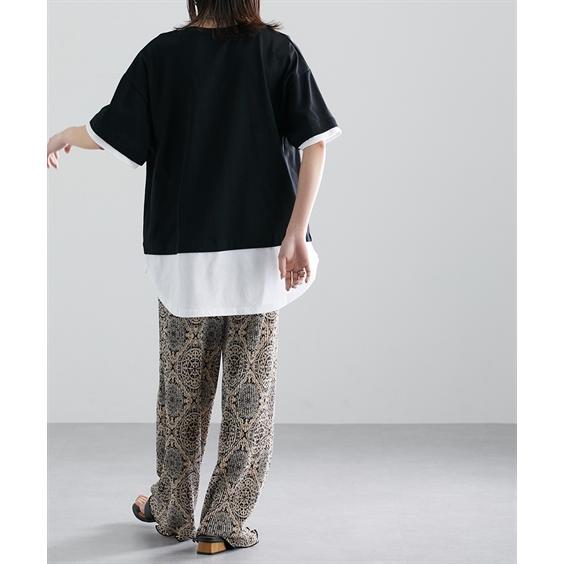 Tシャツ カットソー レディース 汗染み防止 綿100％ フェイクレイヤードBIGシルエット トップス Soiunique M/L/LL ニッセン nissen｜nissenzai｜14