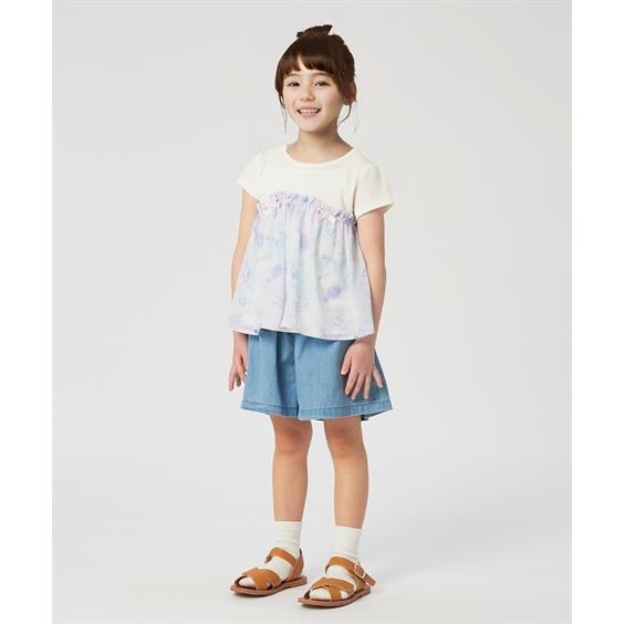 Tシャツ カットソー キッズ シフォンドッキング 女の子 子供服 身長100/110/120/130cm ニッセン nissen｜nissenzai｜07