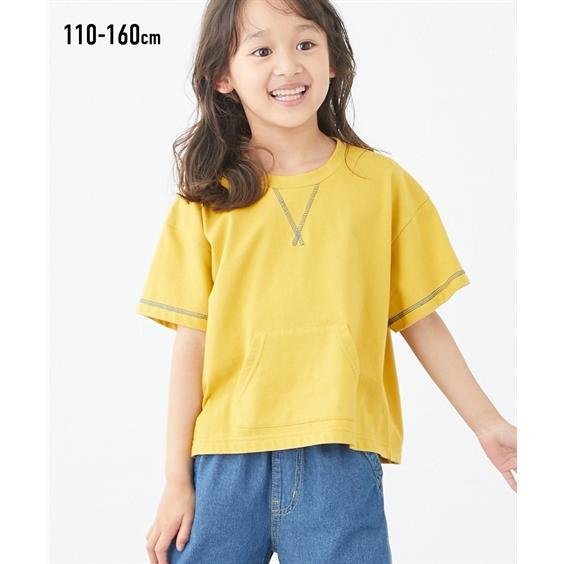 Tシャツ カットソー キッズ 配色ステッチビッグシルエット 半袖 子供服 男の子 女の子 ジュニア服 身長110/120/130cm ニッセン nissen｜nissenzai｜05