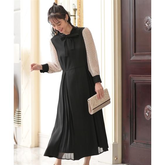 ニッセン ドレス ワンピース レディース 結婚式 パーティー 袖ドット  