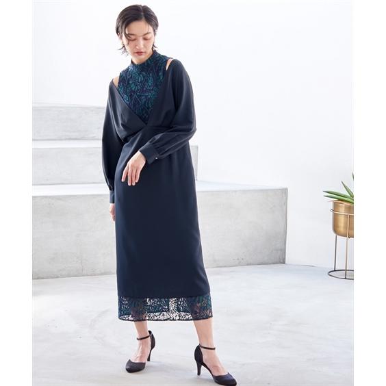 Callarus 大きいサイズ4L パーティードレス　ロング丈ワンピース　レース ニッセン ドレス ワンピース 大きいサイズ レディース 結婚式