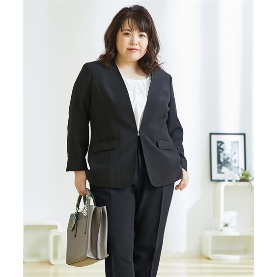ニッセン 働く服 大きいサイズ スーツ チャコール 6L ニッセン（nissen） スーツ パンツ 大きいサイズ レディース タテヨコ