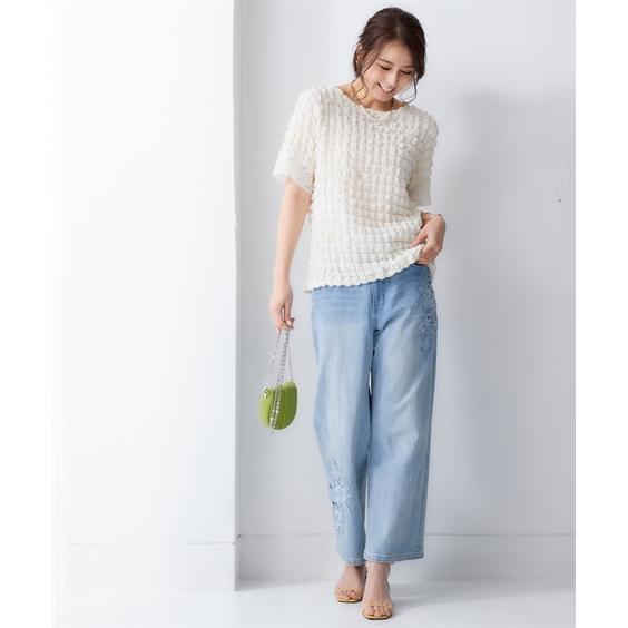ニッセン（nissen） パンツ ワイド レディース Hana服 モチーフ レース