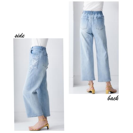 ニッセン（nissen） パンツ ワイド レディース Hana服 モチーフ レース