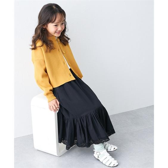 キュロット スカート キッズ 裾 レース 使い切替ギャザー 女の子 子供  