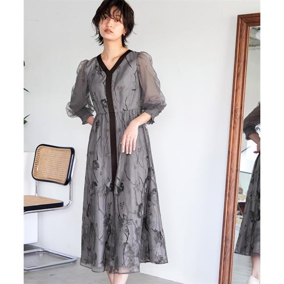 ドレス ワンピース レディース 結婚式 パーティー オケージョン Vネック 刺繍 レース ｜ 有〔Callarus〕 M/L ニッセン nissen_6