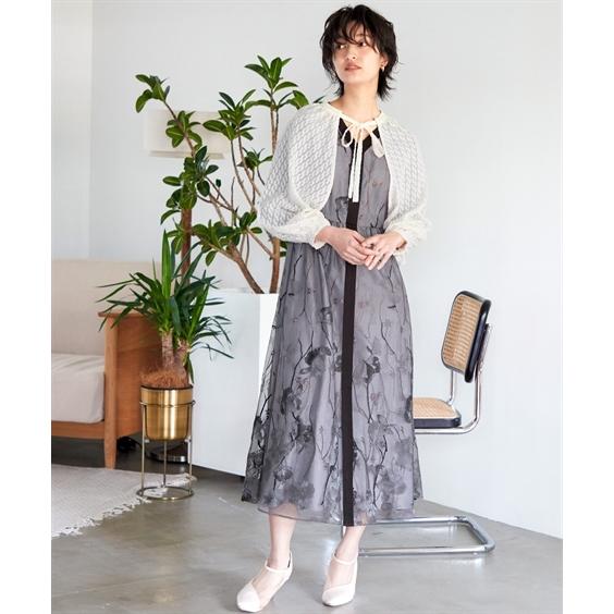 ドレス ワンピース レディース 結婚式 パーティー オケージョン Vネック 刺繍 レース ｜ 有〔Callarus〕 4L/5L ニッセン nissenの画像