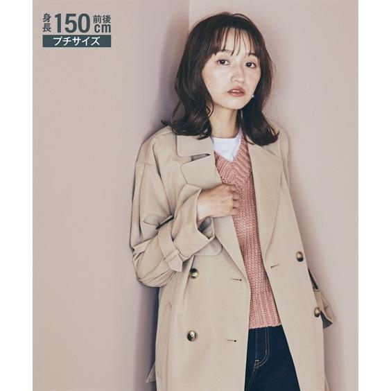 ニッセン コート 小さいサイズ レディース ロング丈 ダブルボタン