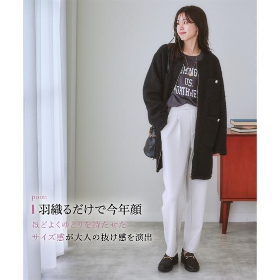 コート レディース ノーカラー フェイクリングウール 冬 S/M/L/LL ニッセン nissen｜nissenzai｜04