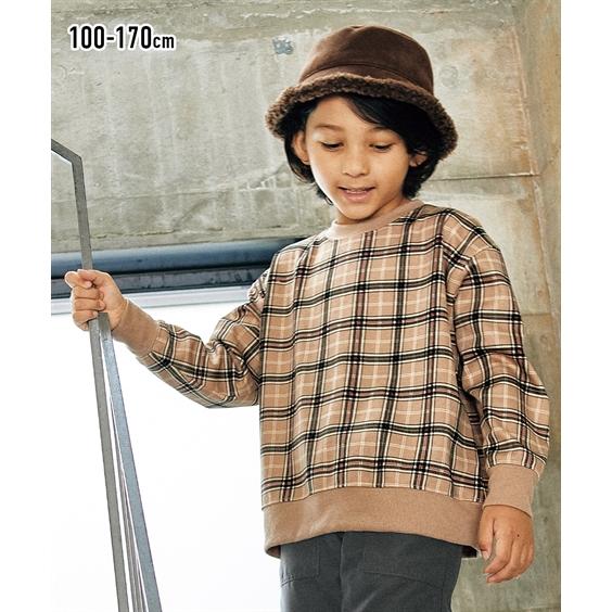 ニッセン（nissen） トレーナー キッズ 裏シャギーチェック プリント