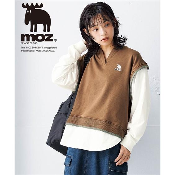 トレーナー レディース moz モズ 重ね着風 ベスト プルオーバー S/M/L  