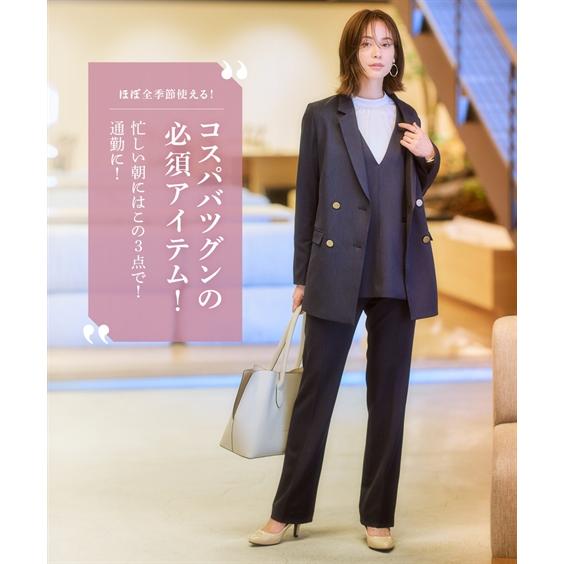 ニッセン（nissen） スーツ パンツ レディース ドビー素材3点セット