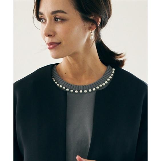 ジャケット・アウター hana ニッセン レディース ポケットパール調ビジュー付 ロング