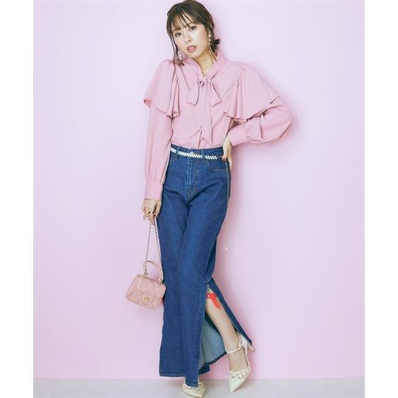 新品未使用　デニムクロスタンクトップ&デニムスリットレギンスM ネイビー ニッセン（nissen） パンツ ストレート 大きいサイズ レディース 裾