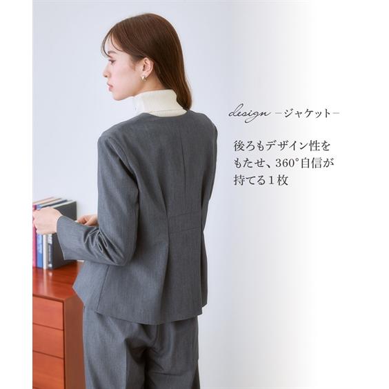 直売公式店 スーツ パンツ レディース ダブルブレストノーカラー ジャケット ＋ワイド S/M/L ニッセン nissen