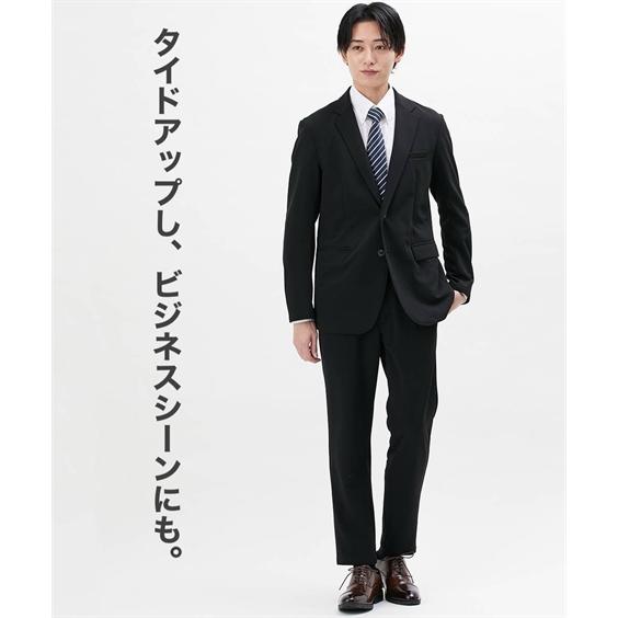 ✨美品✨ New Balance ストレッチ イージースーツ セットアップ 黒 ニッセン スーツ ビジネス メンズ ベルト ループ付 カットソー