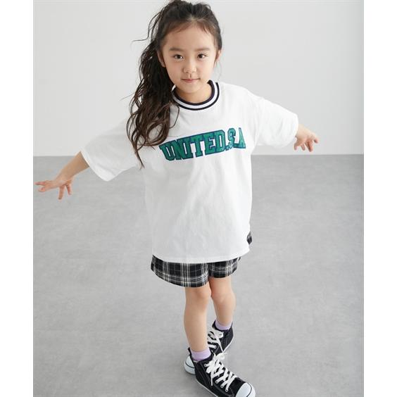 Tシャツ 子供服 キッズ ラインリブシンプルロゴTシャツ  トップス カットソー 110/120/130 ニッセン nissen｜nissenzai｜09