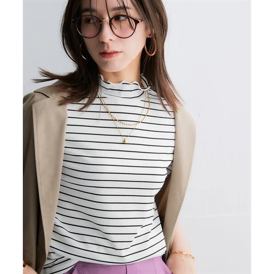 ニッセン（nissen） Tシャツ カットソー レディース 細リブ ハイネック