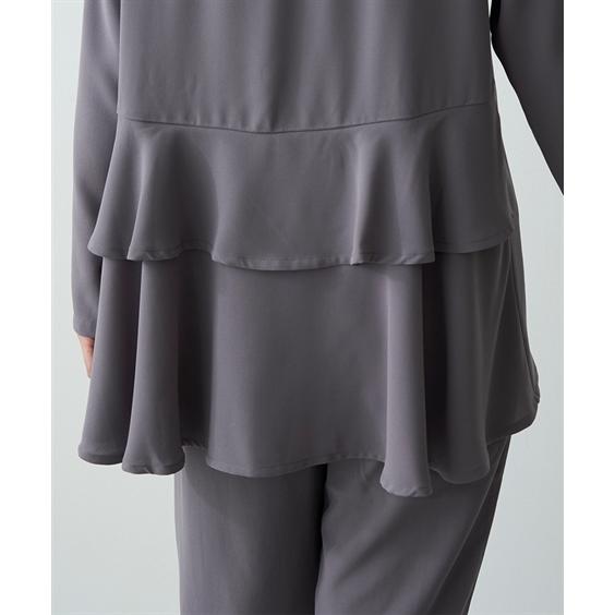 シャツ ブラウス シニア ファッション 後ろティアード セットアップ M/L/LL ニッセン nissen ニッセン（nissen） シャツ ブラウス シニア ファッション 後ろ