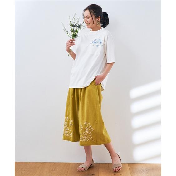 ニッセン ガウチョパンツ シニア ファッション 裾刺しゅう入 ニッセン ガウチョパンツ シニア ファッション 裾刺しゅう入