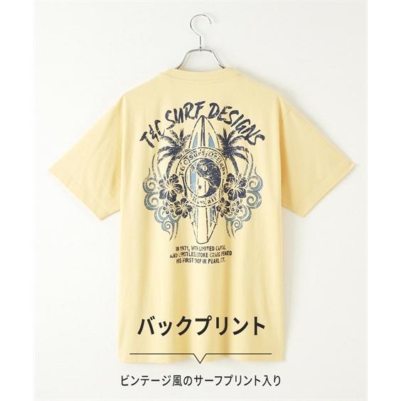 Tシャツ カットソー メンズ 綿100％ サーフ プリント 半袖 クルーネックTシャツ＆Cサーフ デザイン  トップス M/L/LL ニッセン nissen｜nissenzai｜05