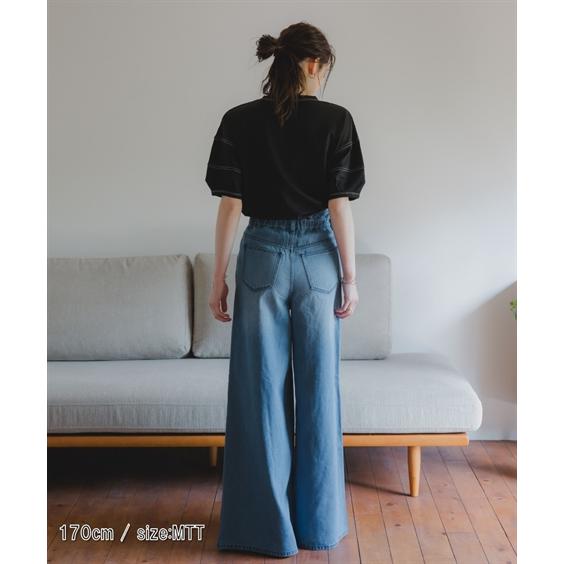 パンツ ワイドパンツ トールサイズ レディース 高身長 ハイ ウエスト タック デニム ワイド パンツ 丈長め fifiea_18