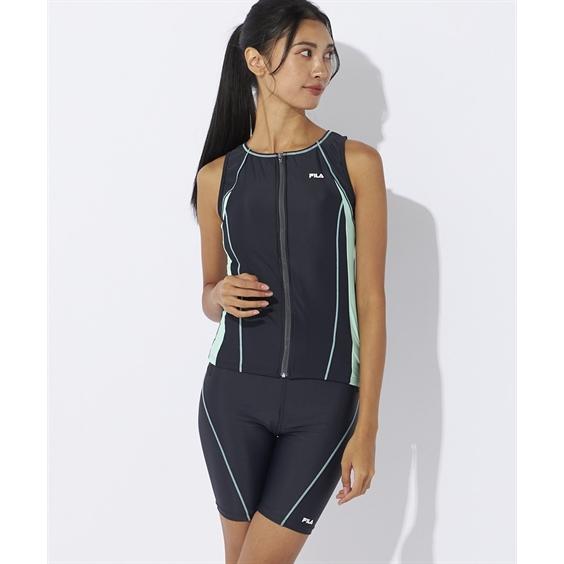 FILA（フィラ） 水着 フィットネス 競泳 レディース 配色フルジップ